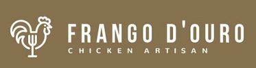 Logótipo Frango D'ouro com ícone de galo e garfo.